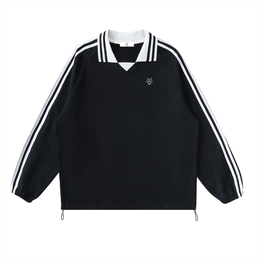ACEWOLF® Striped Lapel Collar Sweatshirt