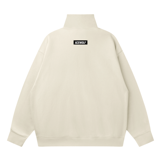 ACEWOLF® QUARTER-ZIP DROP SHOULDER SWEATSHIRT - LIGHT GREY