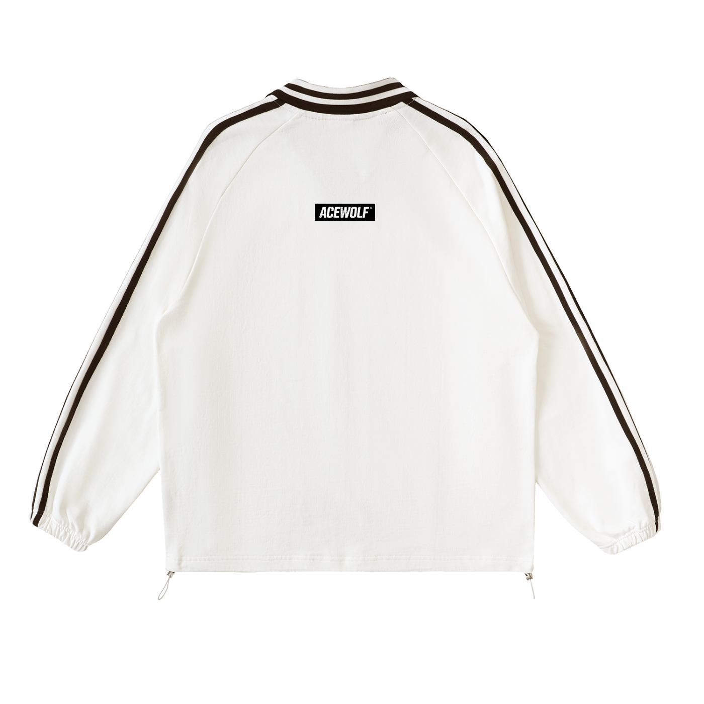 ACEWOLF® STRIPED COLLAR SWEATSHIRT - WHITE