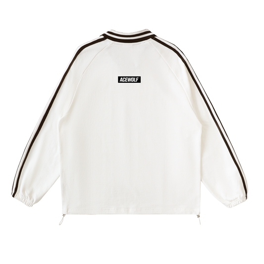 ACEWOLF® STRIPED COLLAR SWEATSHIRT - WHITE