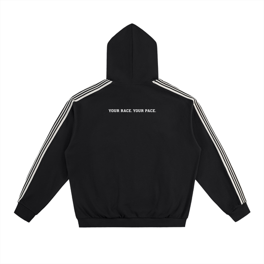 ACEWOLF® WOLFLINE DROP-SHOULDER HOODIE - BLACK