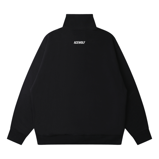 ACEWOLF® QUARTER-ZIP DROP SHOULDER SWEATSHIRT - BLACK