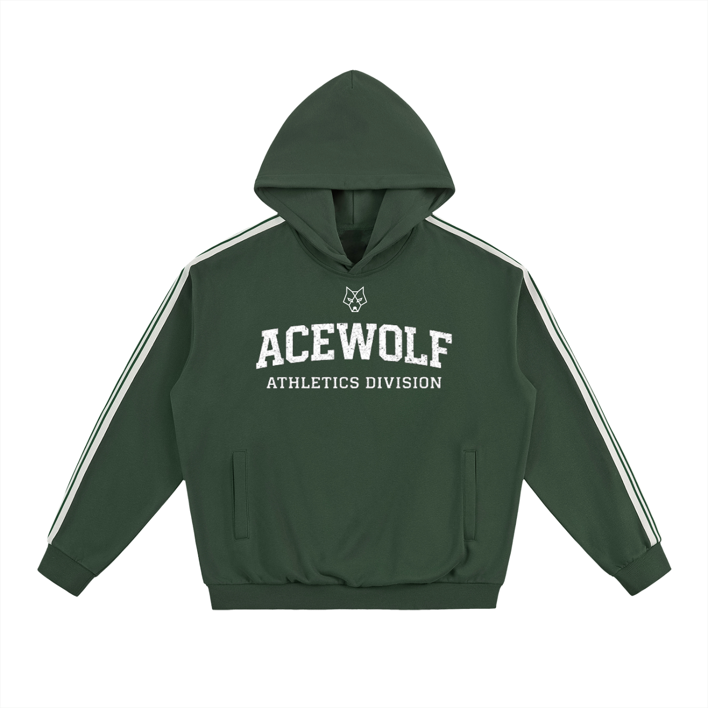 ACEWOLF® WOLFLINE DROP-SHOULDER HOODIE - GREEN