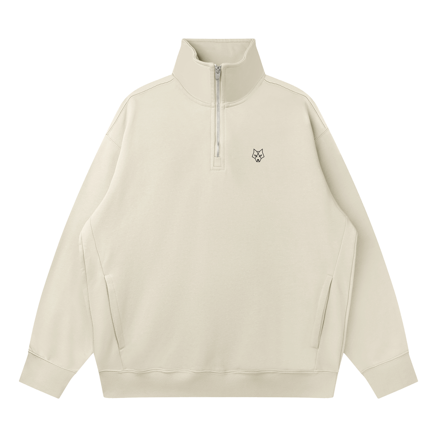 ACEWOLF® QUARTER-ZIP DROP SHOULDER SWEATSHIRT - LIGHT GREY