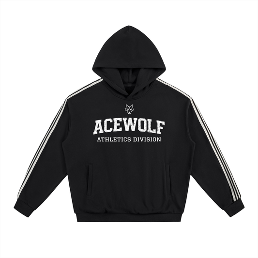 ACEWOLF® WOLFLINE DROP-SHOULDER HOODIE - BLACK