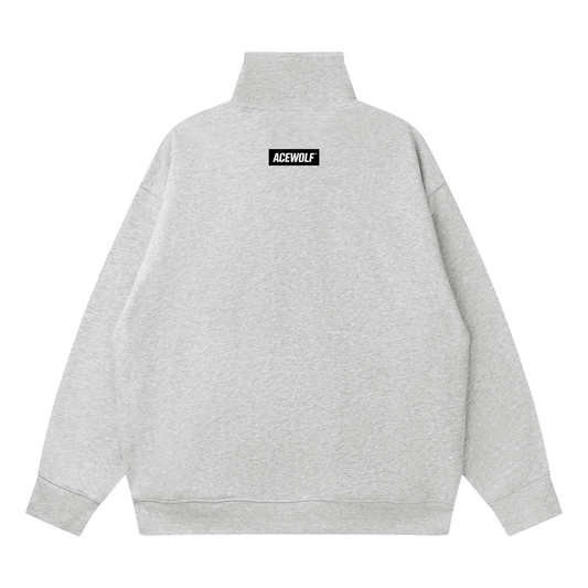 ACEWOLF® QUARTER-ZIP DROP SHOULDER SWEATSHIRT - FLOWER GREY